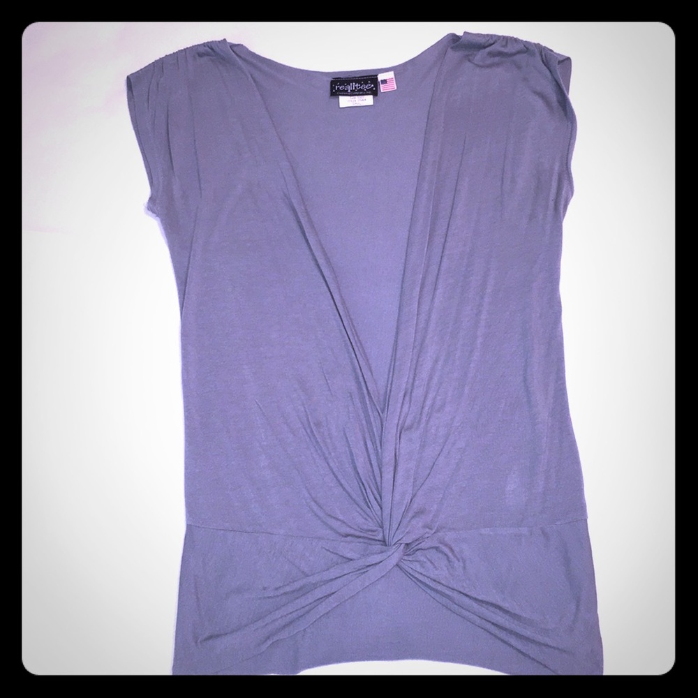 Open front t-shirt with twist tie front